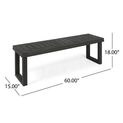 Realm outdoor bench with slat panel top and base in dark gray by HouseOfZazla on Tampa Home & Garden Store