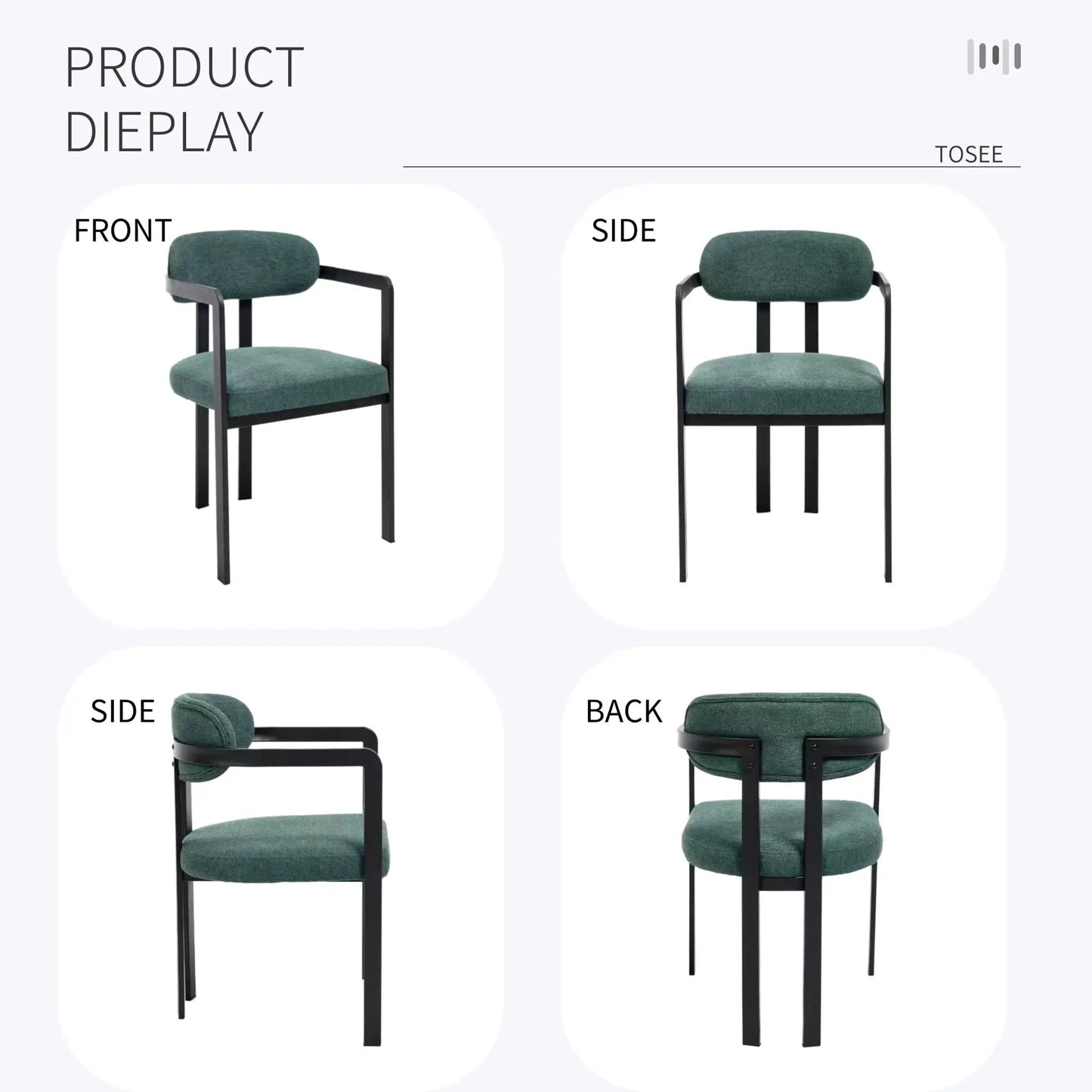 Dining Arm Chairs Set of 2 with Matte Metal Legs