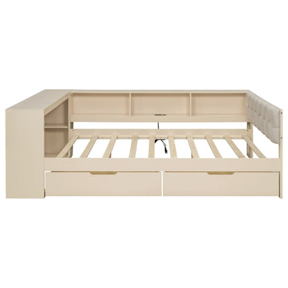 Upholstered Headboard Platform Bed with Storage