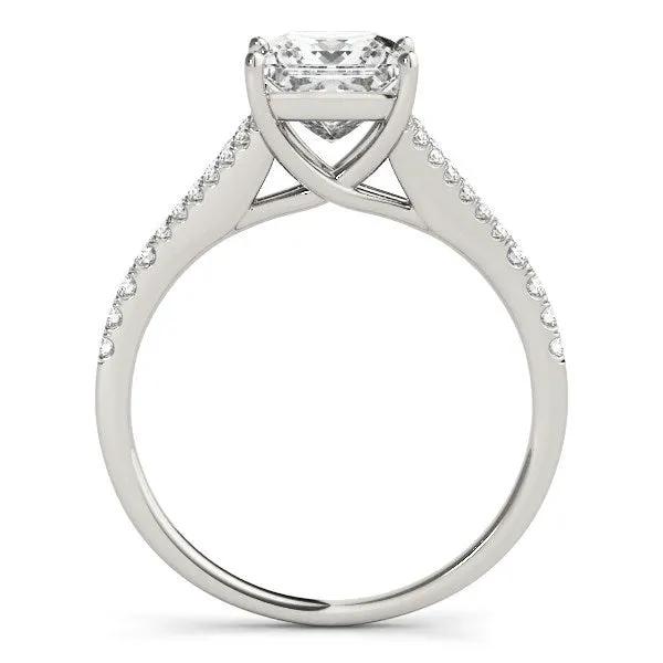 14k white gold princess-cut diamond engagement ring with split shank pavé shoulders on Tampa Home & Garden Store