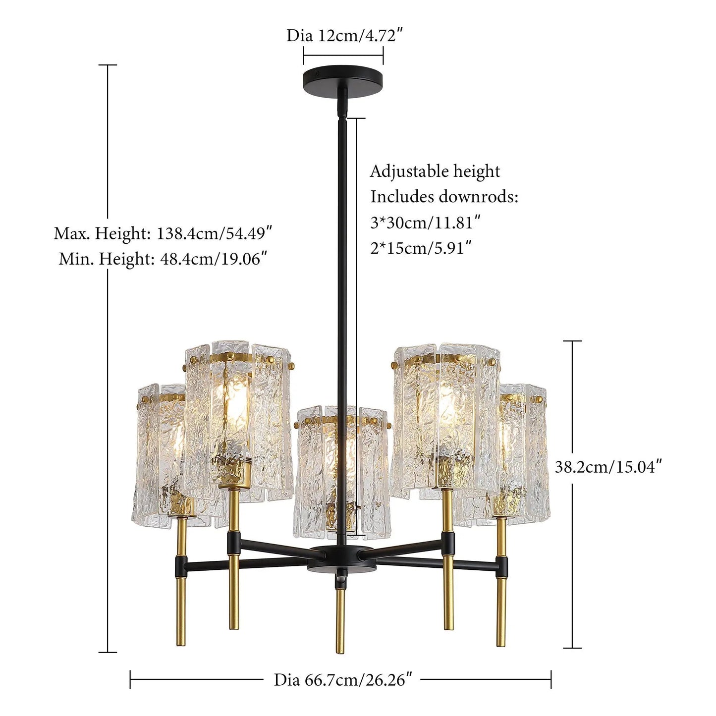 Five Light Chandelier With Textured Glass
