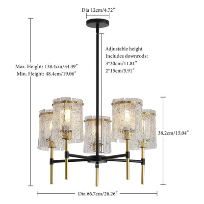 Five Light Chandelier With Textured Glass