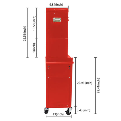 6 Drawer Lockable Tool Cabinet with Detachable Toolbox in red on casters HouseOfZazla on Tampa Home & Garden Store