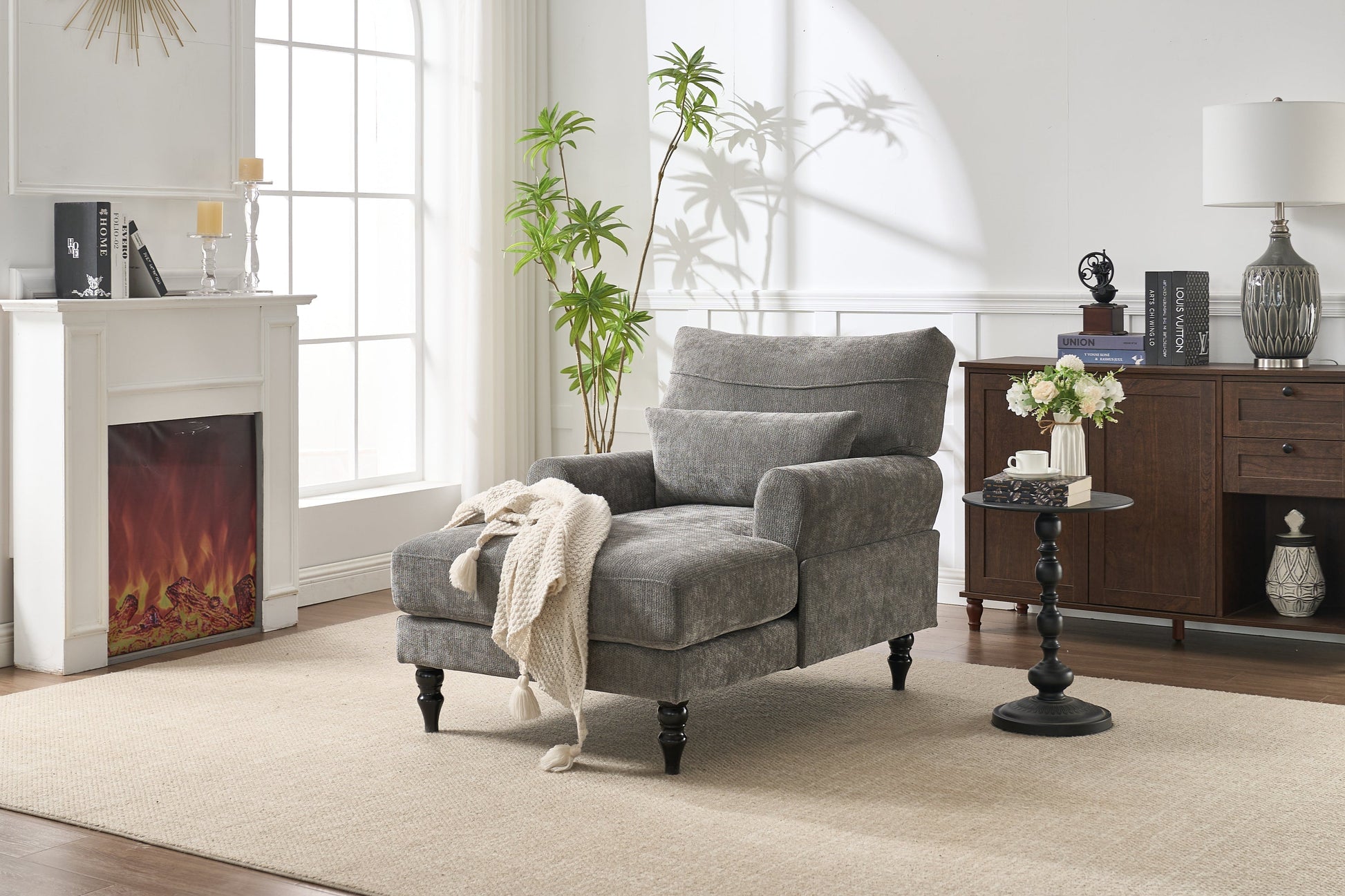 Modern grey upholstered chaise lounge sofa recliner, HouseOfZazla, on Tampa Home & Garden Store