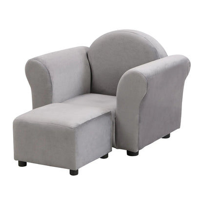Kids gray upholstered recliner chair with ottoman 2-piece set on Tampa Home & Garden Store