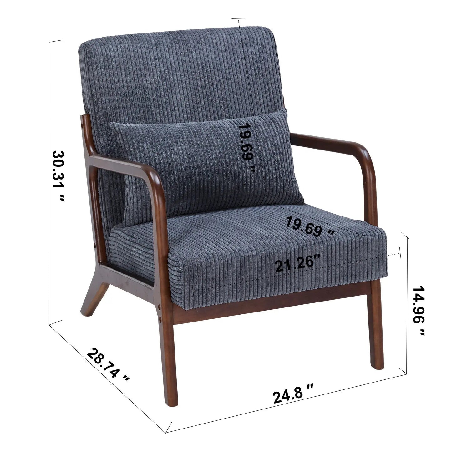 Modern Accent Chair with Pillow and Wood Frame
