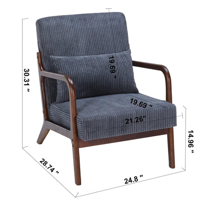 Modern Accent Chair with Pillow and Wood Frame