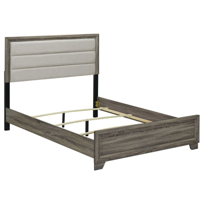 Funston queen bed with headboard in brown oak, panel bed frame by HouseOfZazla on Tampa Home & Garden Store