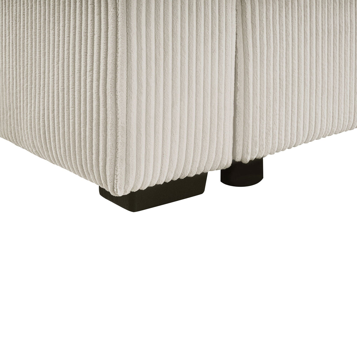 Oversized U-shaped sectional sofa beige corduroy upholstery with dark wood legs on Tampa Home & Garden Store