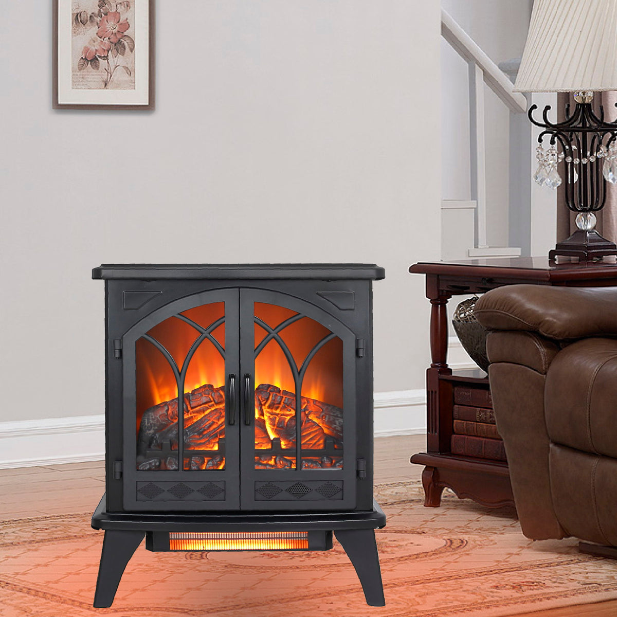 Electric Fireplace Stove 24in 3D Flame Infrared Quartz black with remote HouseOfZazla on Tampa Home & Garden Store