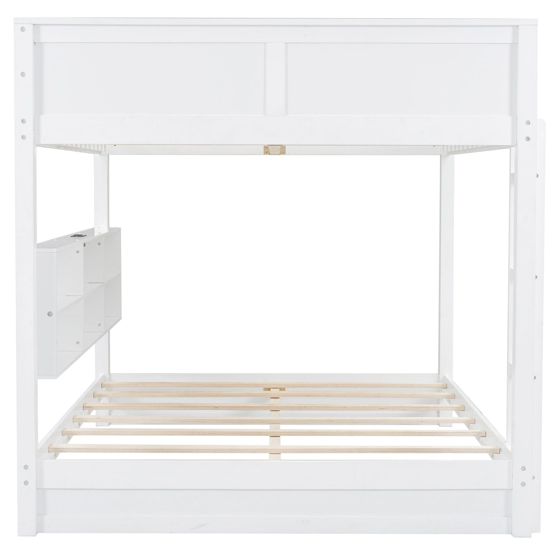 Bunk bed with storage cabinets in white, USB ports and slatted bed base on Tampa Home & Garden Store