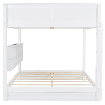 Bunk bed with storage cabinets in white, USB ports and slatted bed base on Tampa Home & Garden Store