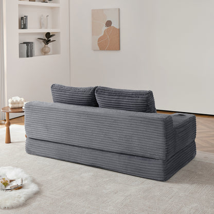 Soft Corduroy Convertible Sofa and Bed Set