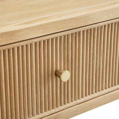 Finley 1-Drawer Nightstand Open Shelf in natural wood with gold knob on Tampa Home & Garden Store