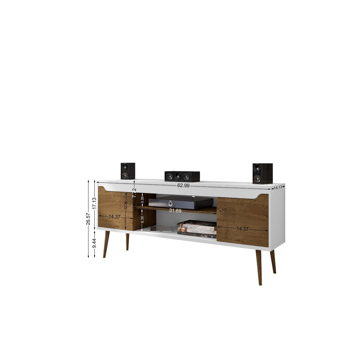 Mid-Century Modern TV Stand by HouseOfZazla white wood cabinet doors with splayed legs on Tampa Home & Garden Store