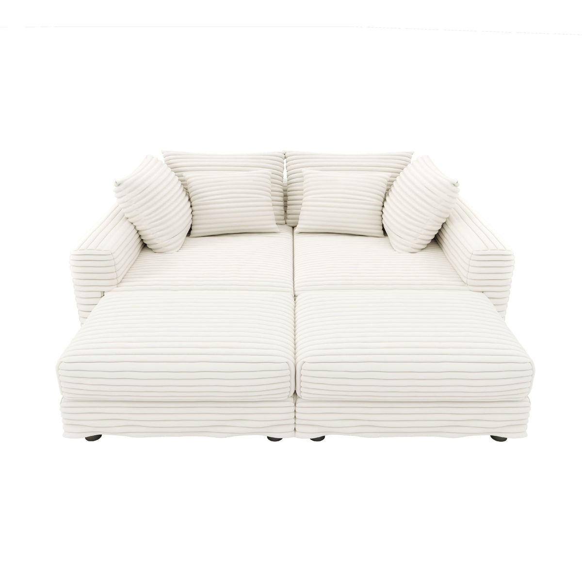 Deep Seat Sofa Bed With Ottoman and Soft Pillows