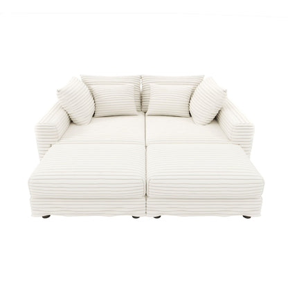 Deep Seat Sofa Bed With Ottoman and Soft Pillows