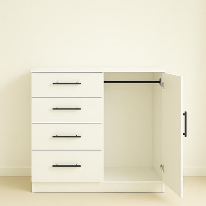 Robin Gentleman’s Chest with Extra Deep Storage white by HouseOfZazla, drawers and open wardrobe on Tampa Home & Garden Store