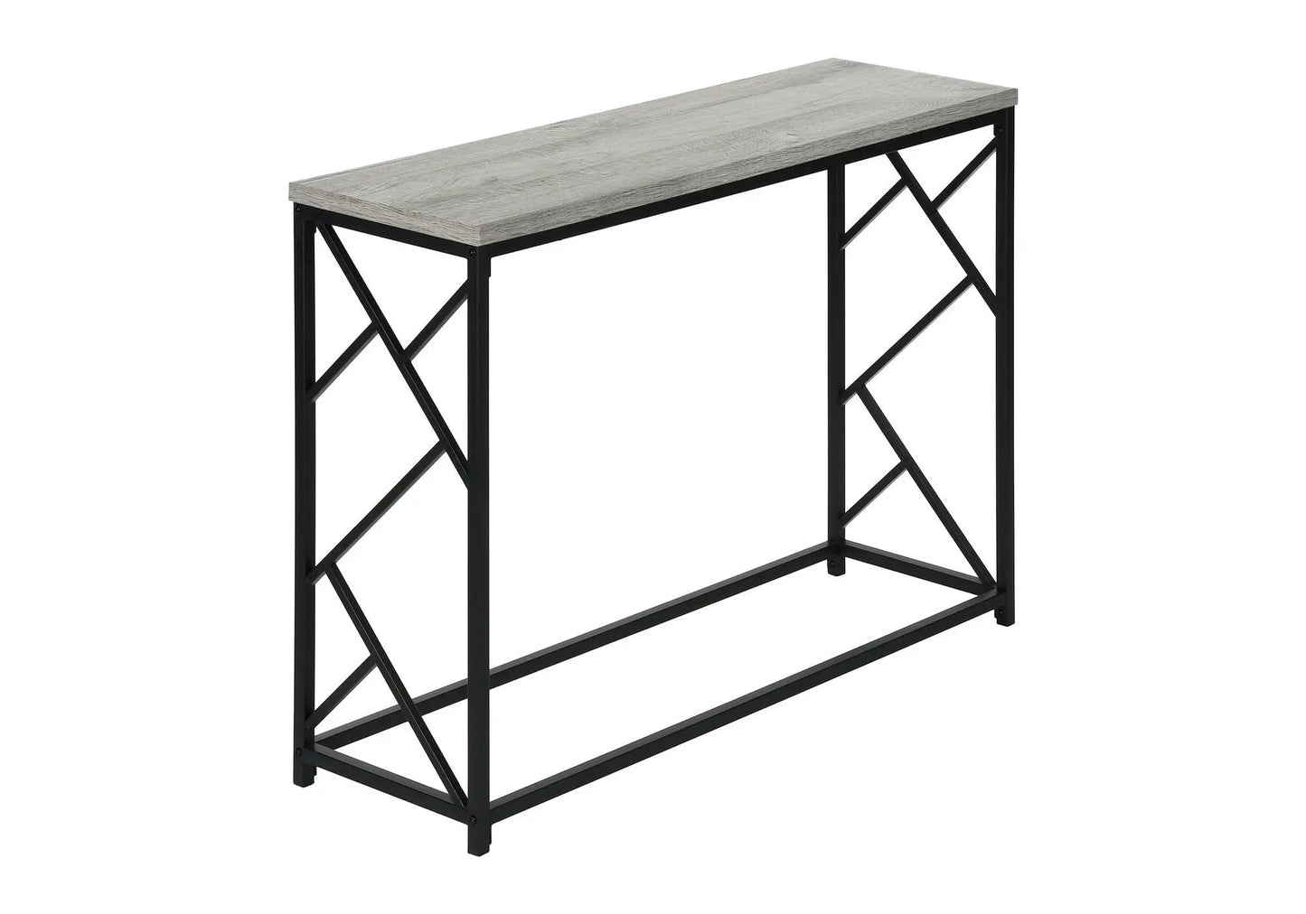 Accent Console Table for Entryway with light gray wood top and black metal frame on Tampa Home & Garden Store