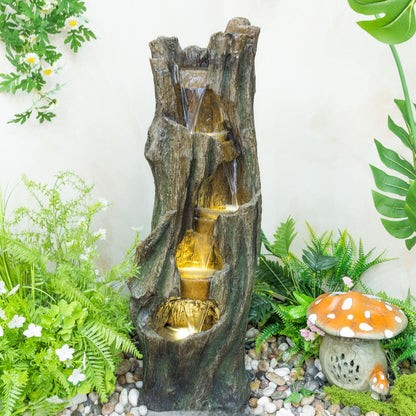 Waterfall Fountain in faux rock with cascading water for outdoor gardens and patios on Tampa Home & Garden Store