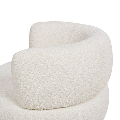 Ivory white boucle swivel low barrel back accent chair, HouseOfZazla, 360° swivel on Tampa Home & Garden Store