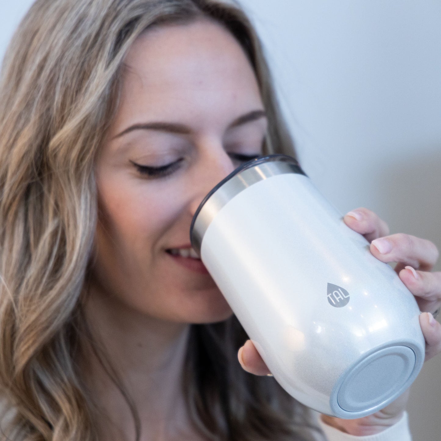 TAL Stainless Steel Wine Tumbler with Straw – 16 fl oz, White