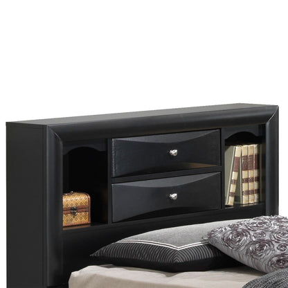 Modern Design Storage Bed with Bookcase Headboard in black with 2 drawers and shelves on Tampa Home & Garden Store