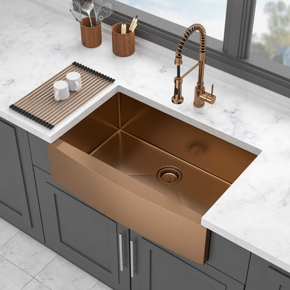 Farmhouse Kitchen Sink Apron Front, copper finish undermount by HouseOfZazla on Tampa Home & Garden Store