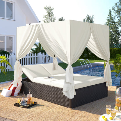 Outdoor Double Chaise Lounge Daybed For Patio