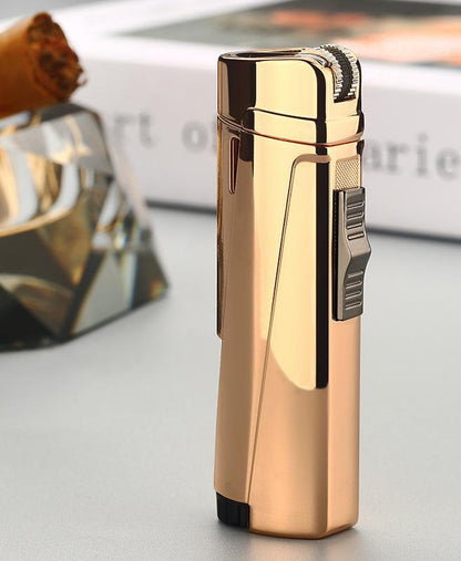 Stevvex gold metal triple-torch lighter with black ignition switch on Tampa Home & Garden Store