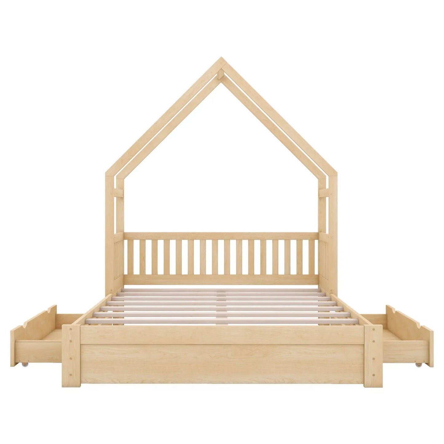House Style Platform Bed Guardrail With Drawers