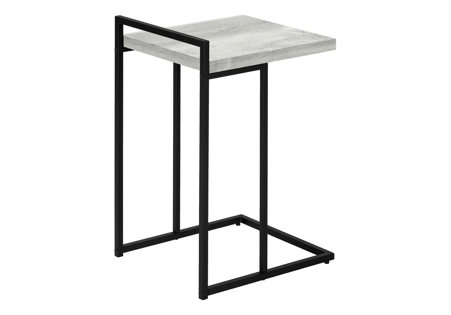 C-Shaped Accent Table, black metal frame with light gray wood top, Unique Piece Furniture on Tampa Home & Garden Store