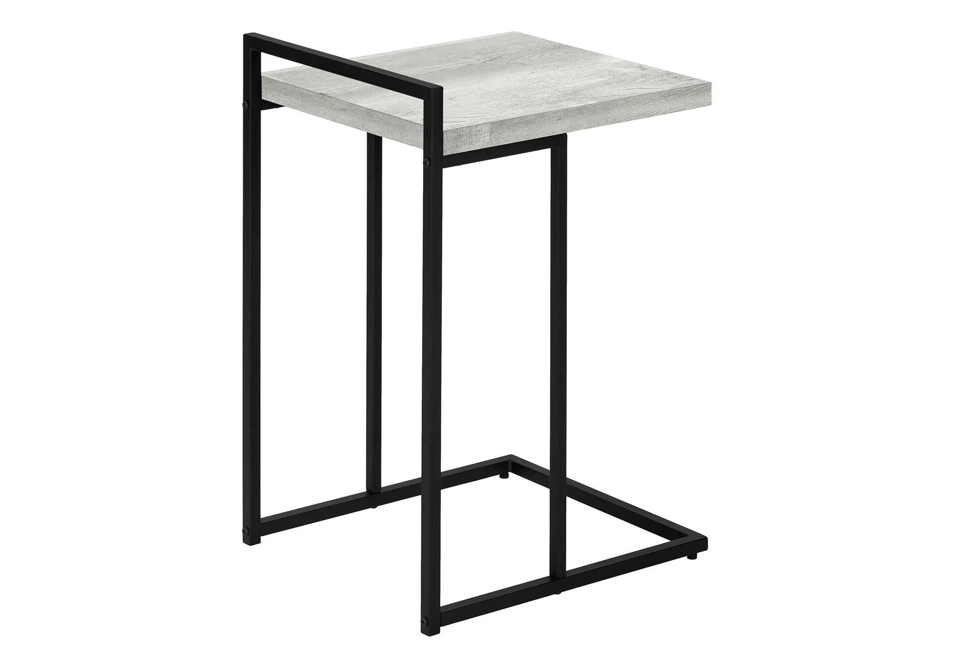 C-Shaped Accent Table, black metal frame with light gray wood top, Unique Piece Furniture on Tampa Home & Garden Store
