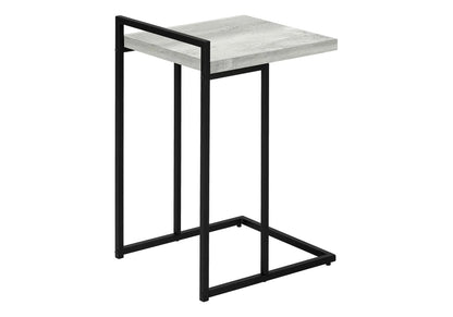 C-Shaped Accent Table, black metal frame with light gray wood top, Unique Piece Furniture on Tampa Home & Garden Store