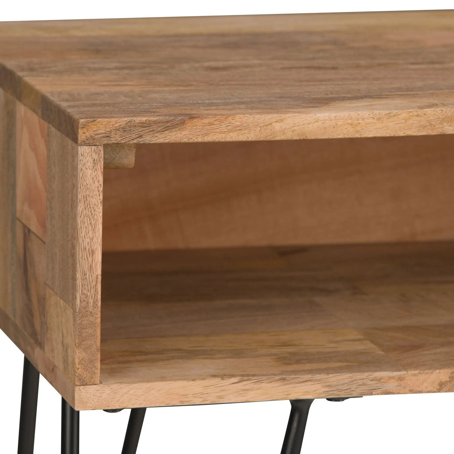 Hunter console sofa table natural wood top with black metal legs by Unique Piece Furniture on Tampa Home & Garden Store
