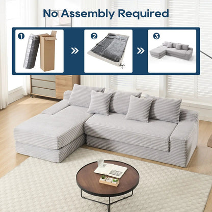 Modern L-shaped memory foam sectional sofa, gray, stationary from Unique Piece Furniture on Tampa Home & Garden Store