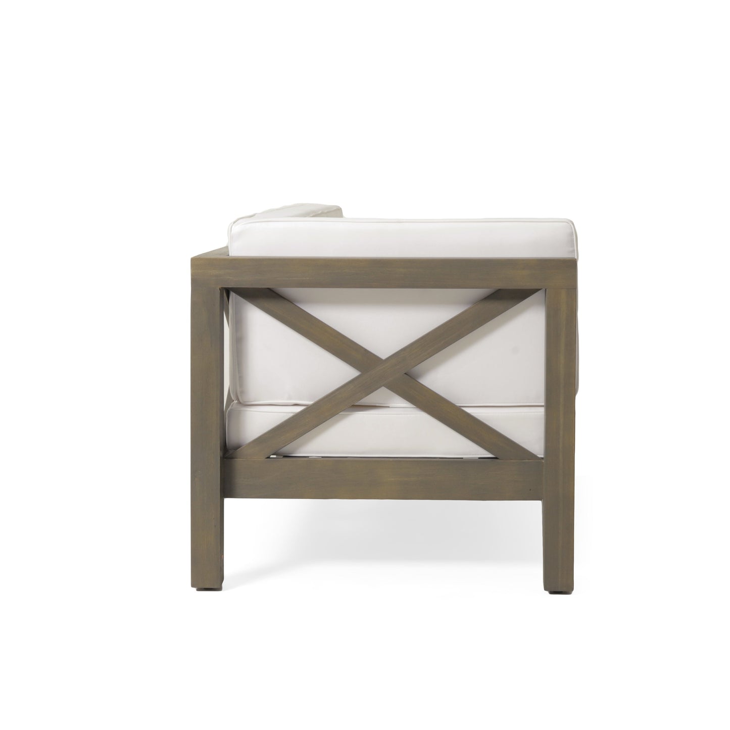 Brava X-Back 4-Piece White Outdoor Sofa Set HouseOfZazla with wooden frame and cushions on Tampa Home & Garden Store