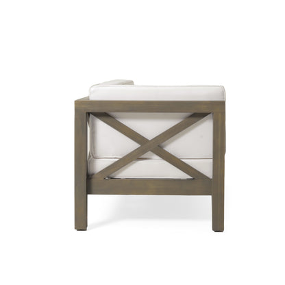 Brava X-Back 4-Piece White Outdoor Sofa Set HouseOfZazla with wooden frame and cushions on Tampa Home & Garden Store
