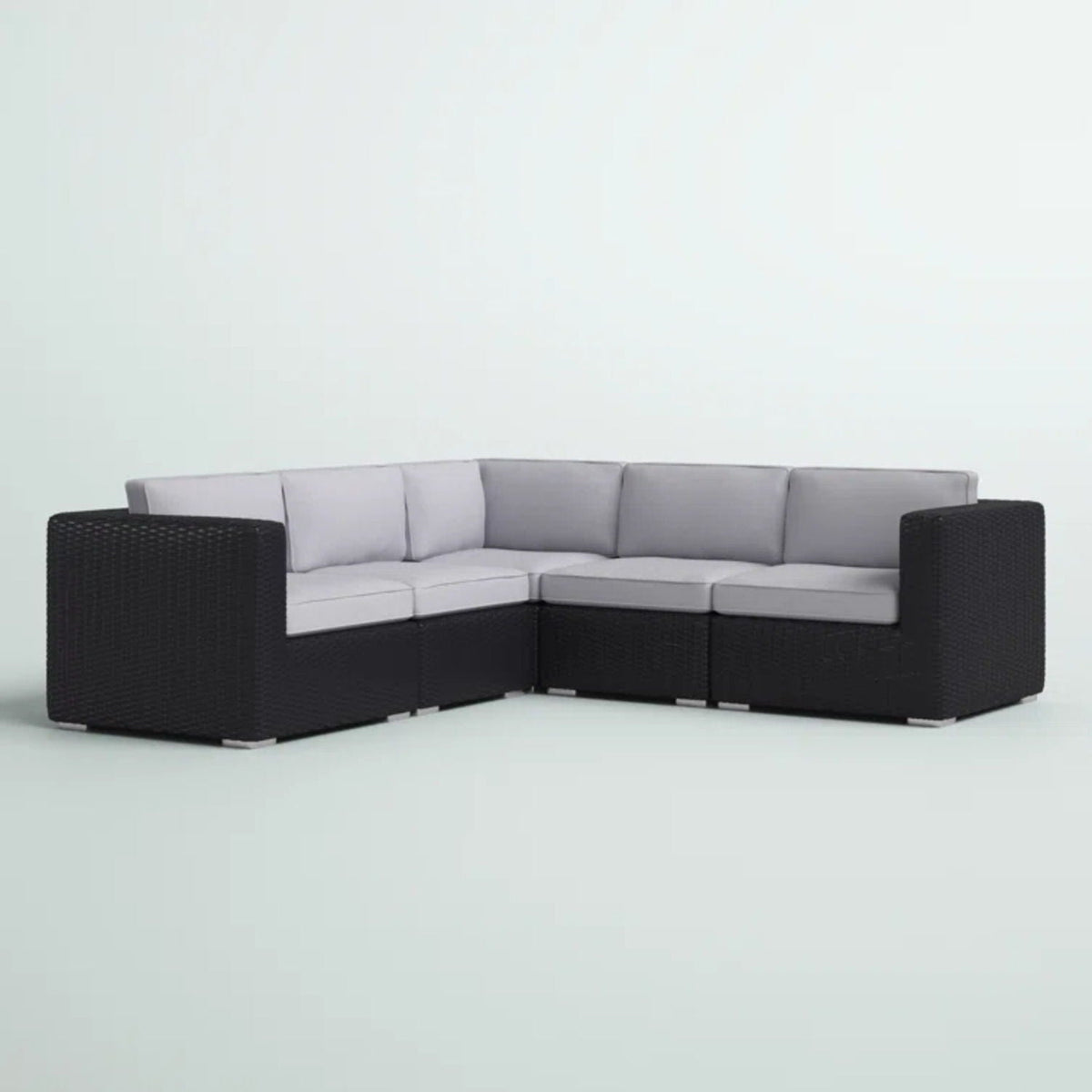 Luxurious Wicker Patio Sectional by HouseOfZazla with light gray Sunbrella cushions on Tampa Home & Garden Store