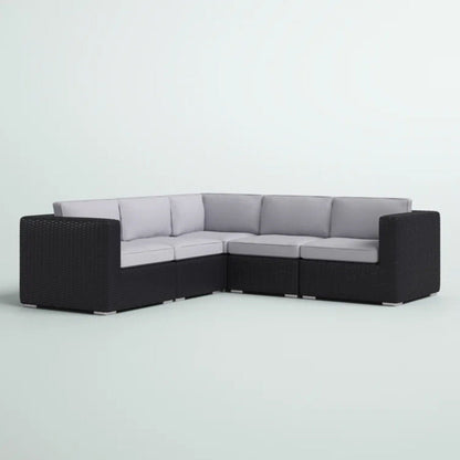Luxurious Wicker Patio Sectional by HouseOfZazla with light gray Sunbrella cushions on Tampa Home & Garden Store