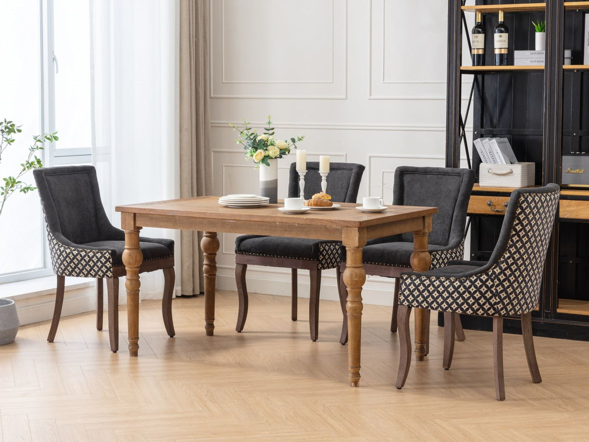 Ultra Side Dining Chair Set with Solid Wood Legs in charcoal fabric, 4 chairs on Tampa Home & Garden Store