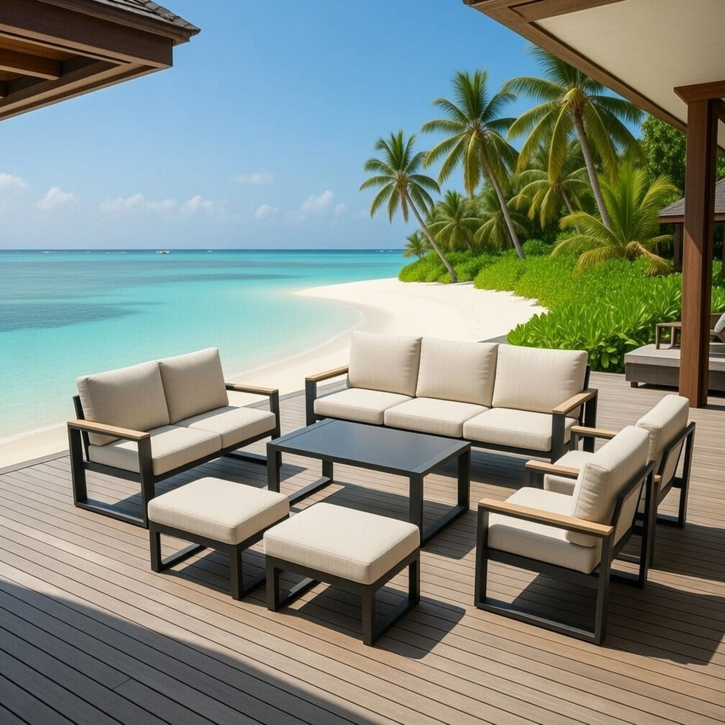Modern Outdoor Sofa Set with the Coffee Table