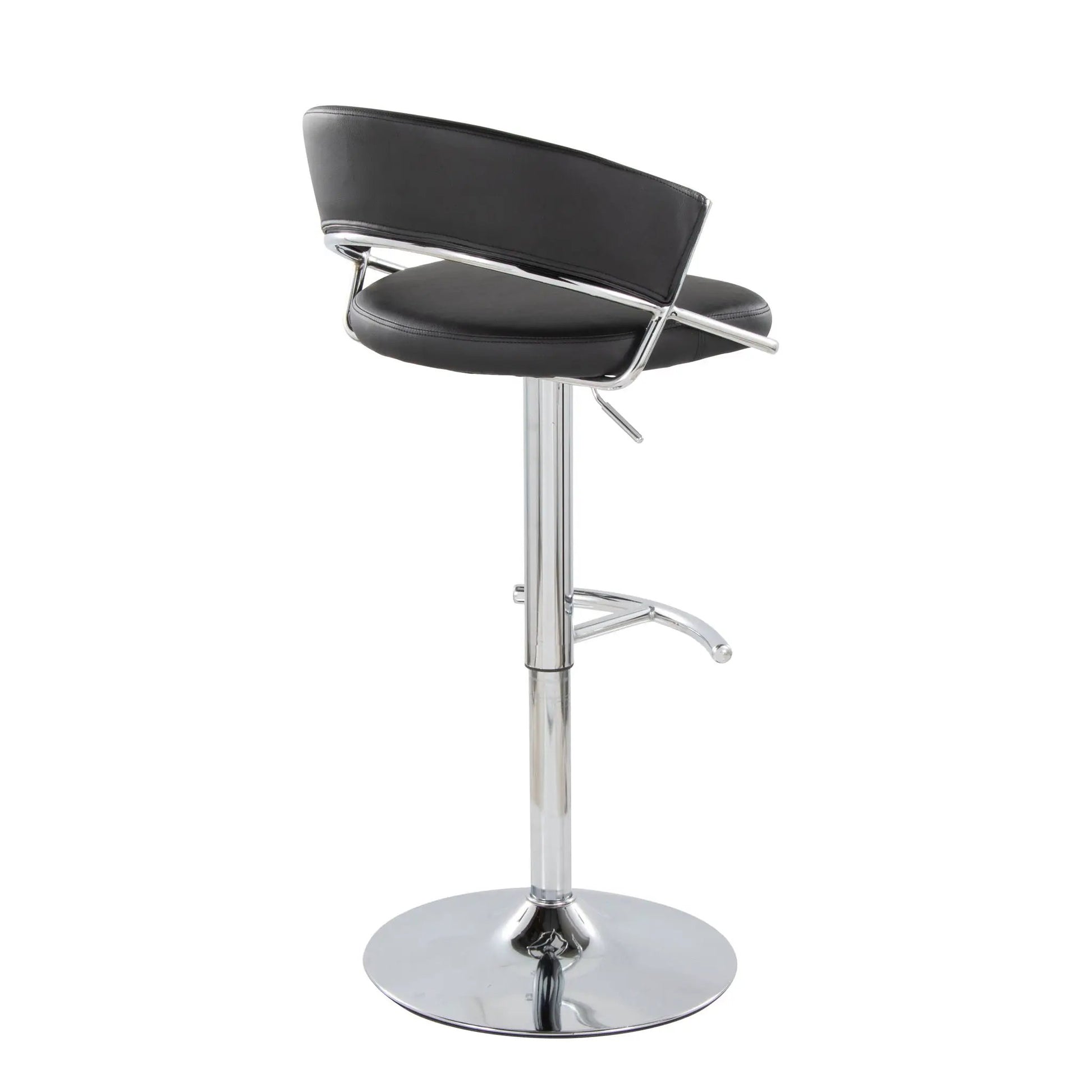 Jie Barstool with Swivel, black leatherette seat and chrome base, set of 2 on Tampa Home & Garden Store
