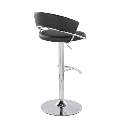 Jie Barstool with Swivel, black leatherette seat and chrome base, set of 2 on Tampa Home & Garden Store