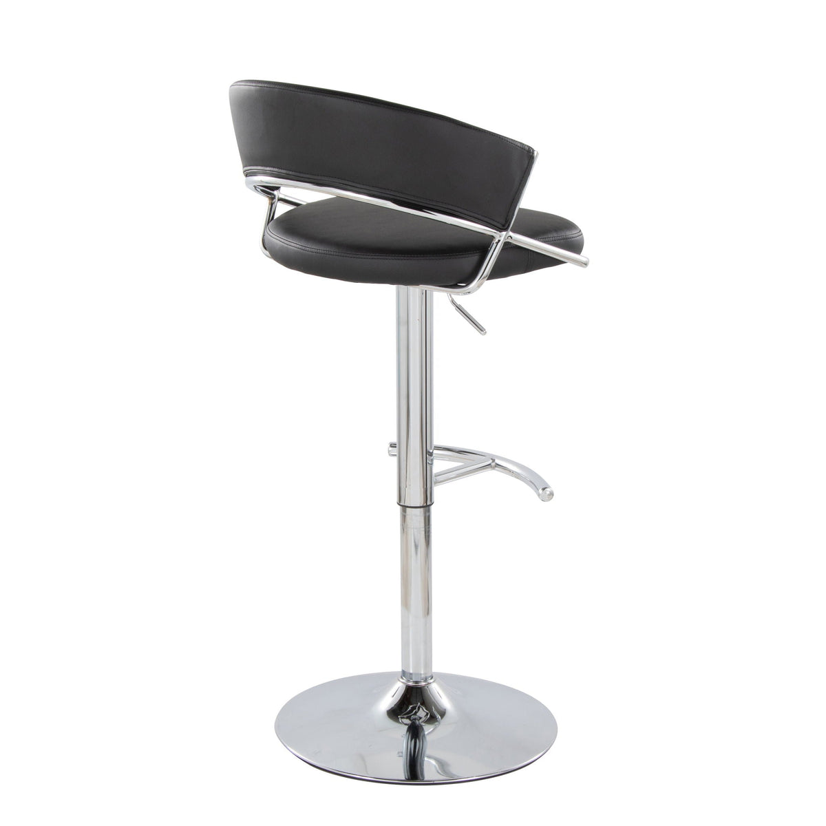 Black leather adjustable barstool with chrome swivel base and footrest by HouseOfZazla on Tampa Home & Garden Store