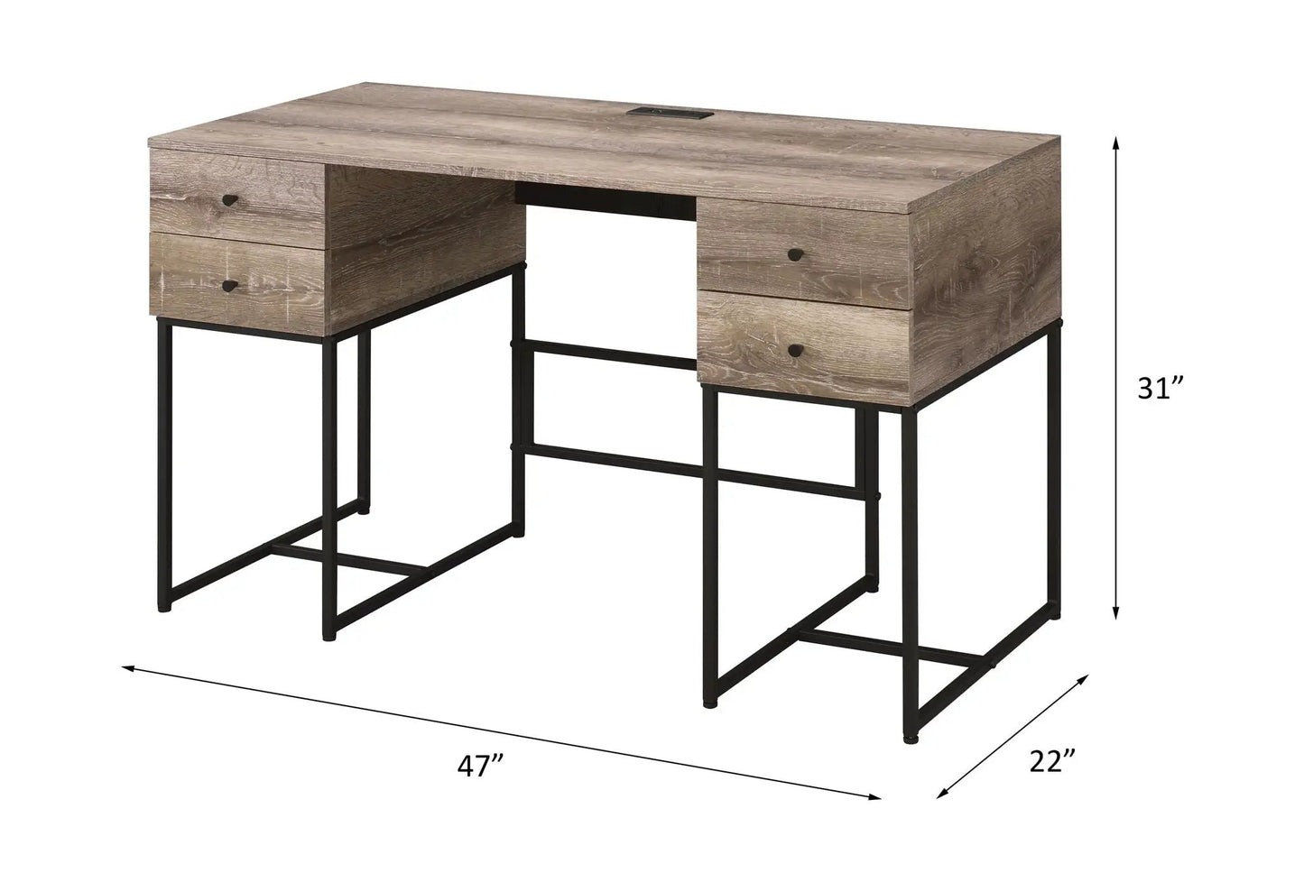 Desirre Writing Desk With USB Port In Oak Finish