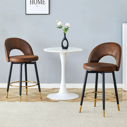 Upholstered Rotatable Bar Chair with Metal Legs