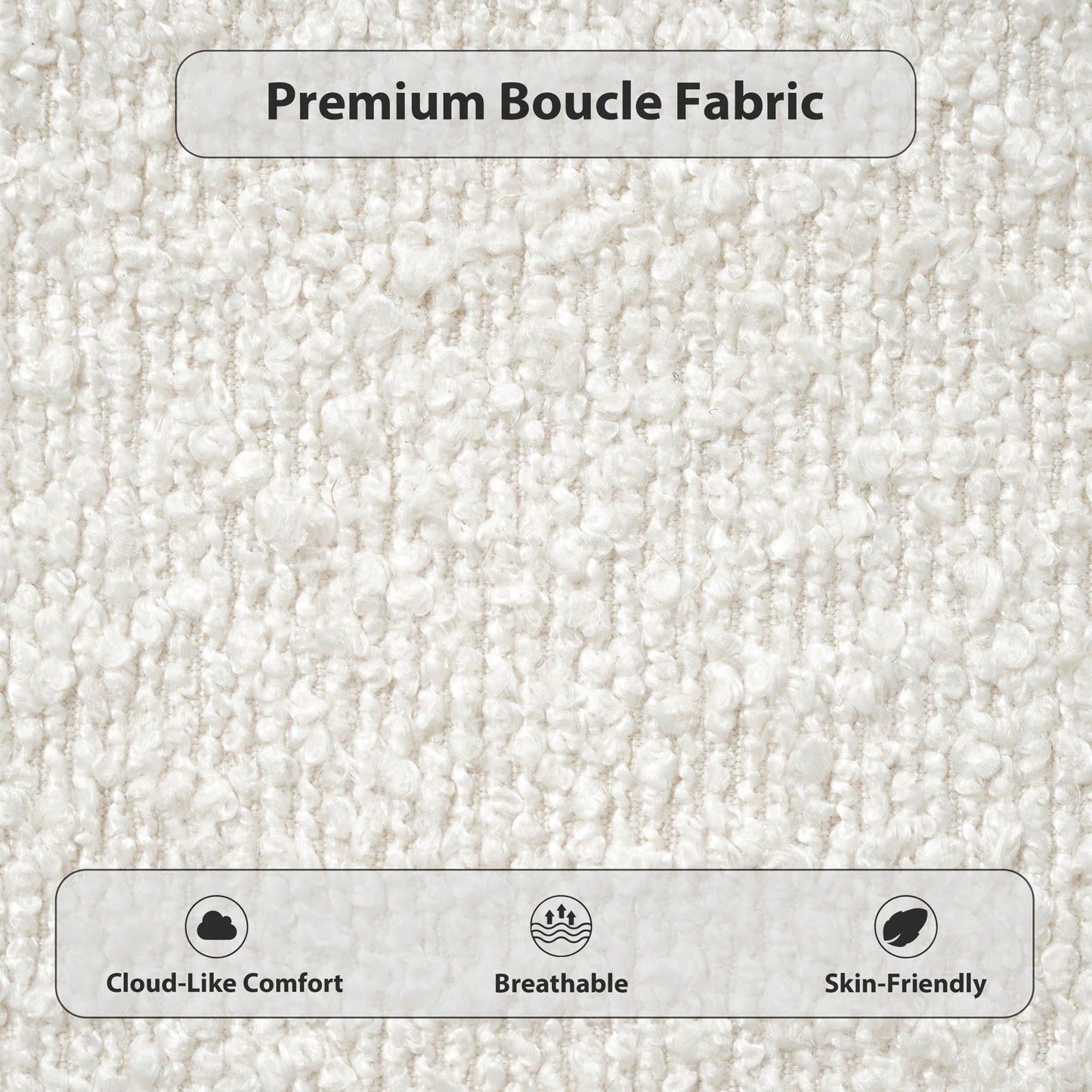 Modern Boucle Bed and Frame with Curved Headboard