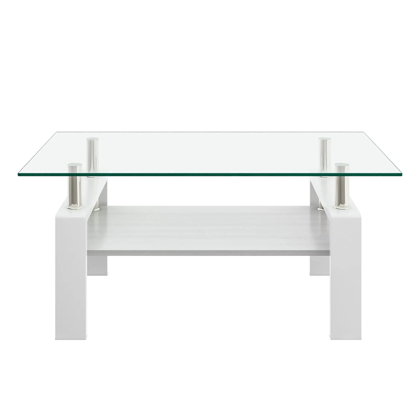 Rectangular Coffee Table With Tempered Glass Top