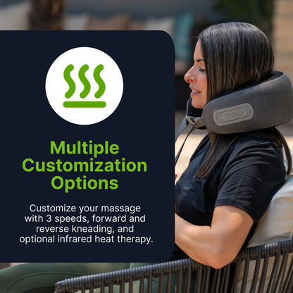 GhostBed Neck Massage Pillow gray fabric with built-in control panel HouseOfZazla on Tampa Home & Garden Store